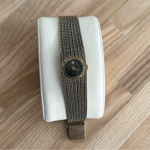 Bulova Ladies Watch Rare Vintage Mesh Bracelet Diamond in Black Dial - Picture 3 of 12